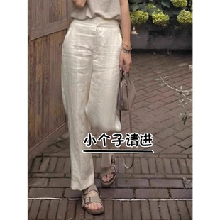 145小个子亚麻阔腿裤女夏季薄款日系棉麻裤子宽松直筒垂感九分裤8