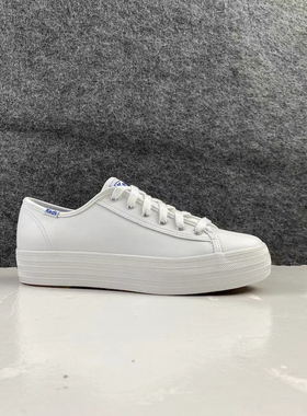 外贸原单美国keds女士白色牛皮经典款舒适柔软板鞋运动休闲松糕鞋