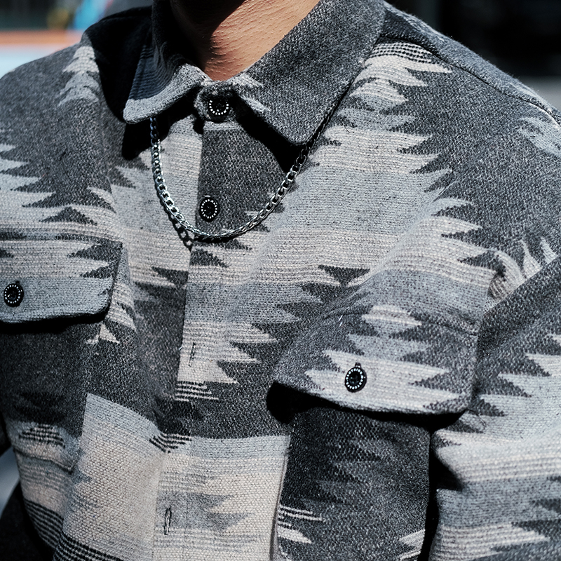 Masterape 秋冬潮流宽松休闲免烫美式国潮加厚呢子落肩衬衫外套