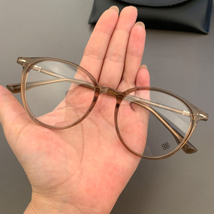 麦克心罗心眼镜框架新品超轻纯钛圆形板材复古高度数近视平光男女