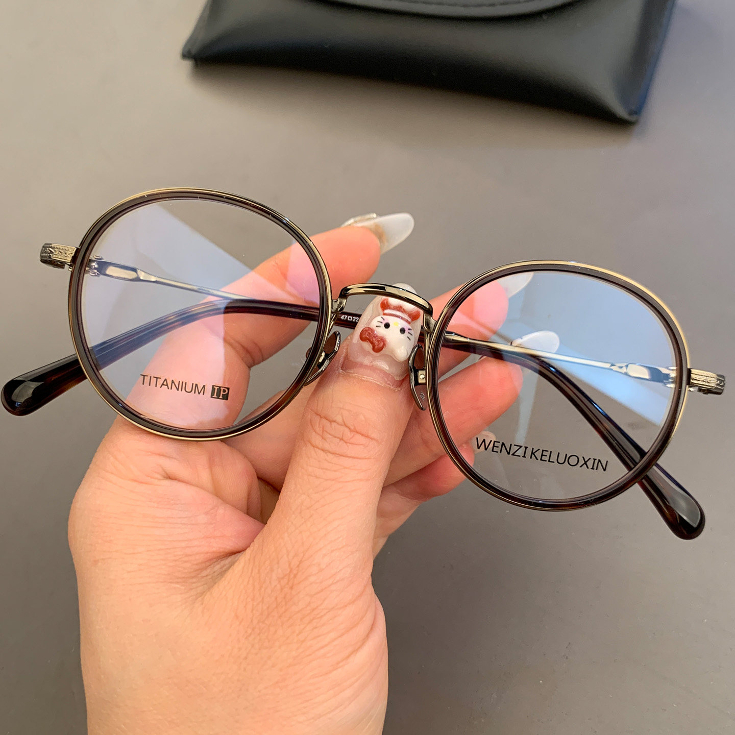 纯钛超轻全框眼镜框架小脸型高度数男女复古圆框防蓝光近视平光镜