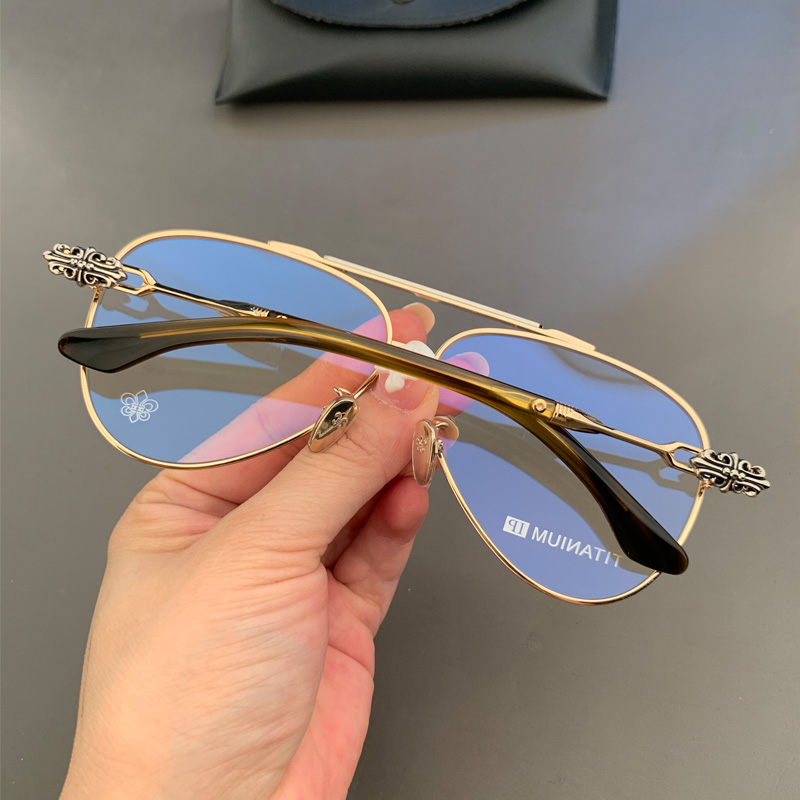 新品眼镜框架纯钛超轻大框个性潮流款蛤蟆镜大脸型男女近视平光镜