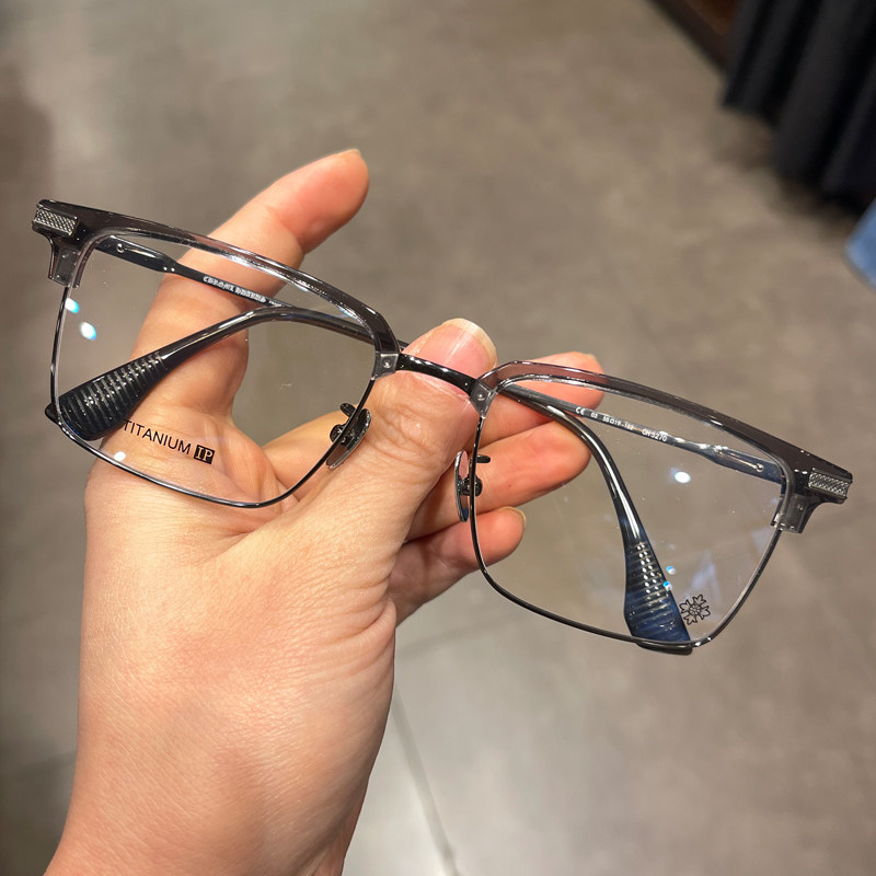 新品眼镜框架纯钛超轻商务金丝边个性复古大框大脸型男士近视平光