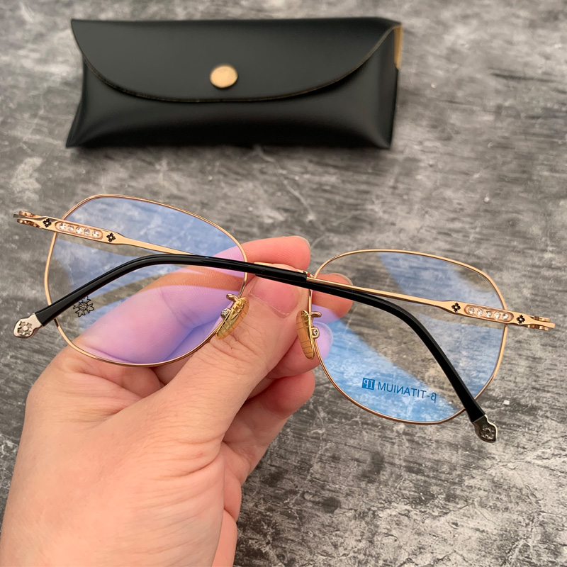 麦克心罗心眼镜框架纯钛多边形大脸男女款个性镶钻复古近视平光镜