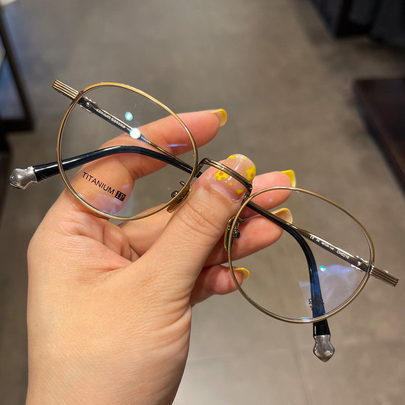麦克心罗心眼镜框架纯钛超轻高度数小圆框复古男女近视平光全框镜