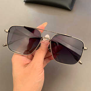 新品太阳镜纯钛超轻复古双梁金丝边可配近视墨镜百搭个性款男女款