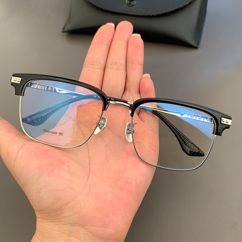 新品眼镜框架纯钛超轻复古百搭商务潮流款时尚大脸型男女近视平光