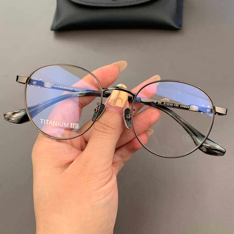 新品眼镜框架个性金丝边纯钛超轻复古圆形男女中小脸型百搭近视镜