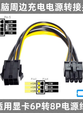 CY 显卡6PIN转8PIN 电源线 供电 转接线3090 HD5870 6870用延长线