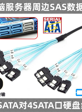 CY硬盘线MINISAS 4转4 SATA 6G数据线6对6sata线 SAS转SATA转接线
