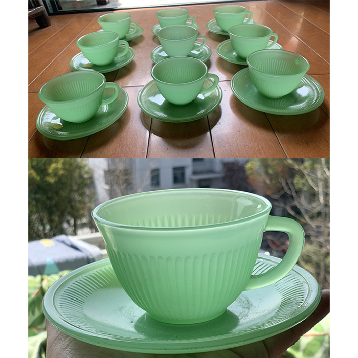 上海民国料器翠绿玻璃咖啡杯