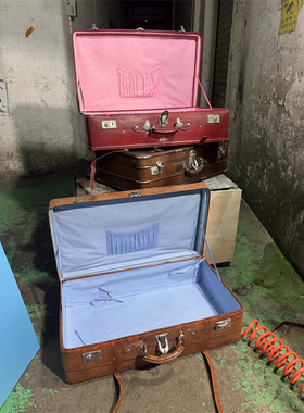 兰色内衬环保旧皮箱老行李箱手提