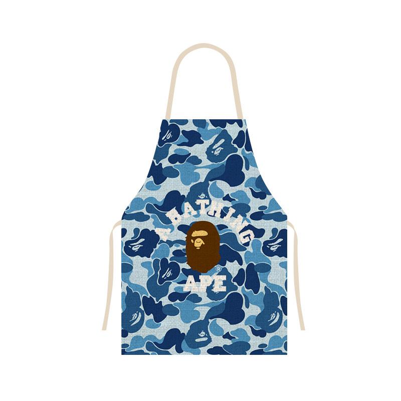 thumbnail for Japanese Trendy Brand Bape Ape-Themed Kitchen Linen Breathable Apron for Home Cooking, Oil-Proof, Stylish New Model