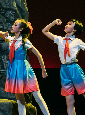 爱国红色主题舞蹈服装少先队红歌大合唱诗歌朗诵太行号兵演出服装