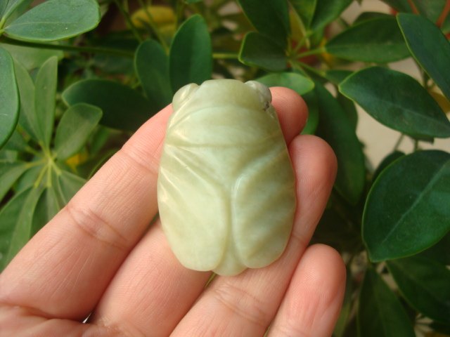 天然河磨玉玉蝉挂件老玉红山文化知了挂件籽料岫岩玉和田玉透闪石