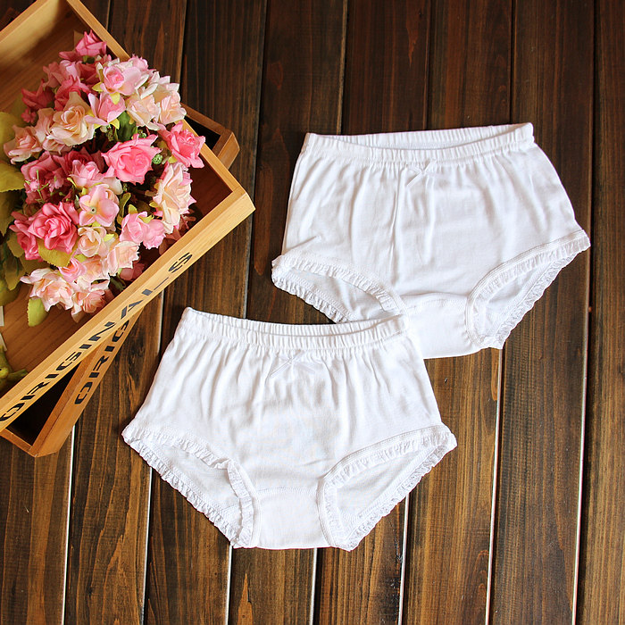 婴幼女童纯棉纯白色花边蕾丝居家三角内裤女宝宝弹力纯棉打底内裤