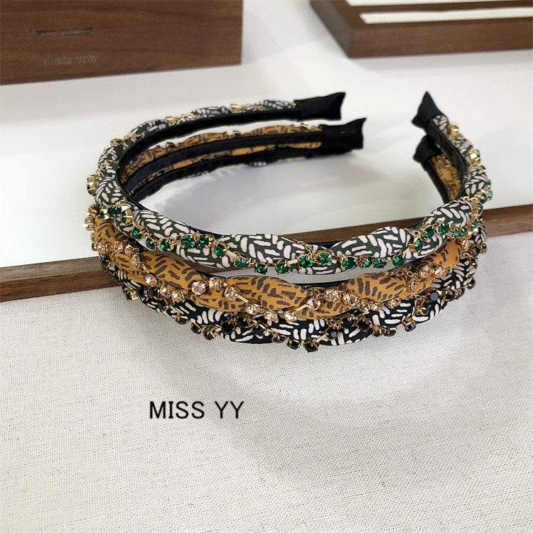 韩国进口新款麻花布艺水钻发箍小众优雅细头箍发卡网红压发头饰品