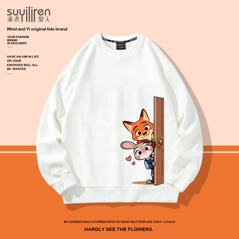 圆领卫衣外套男尼克朱迪卡通印花长袖T恤疯狂动物城动漫周边上衣