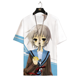 2025新款短袖T恤男凉宫春日的忧郁长门有希cos服痛衣动漫周边半袖