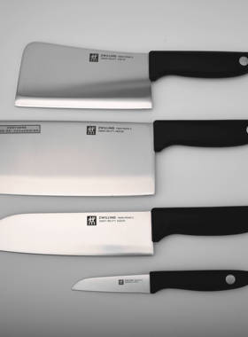 德国双立人POINT S系列银点刀具 斩骨刀中片刀多用刀水果刀四件