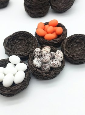 Dollhouse娃娃屋 迷你鸟巢鸟窝模型蛋 微景观摆件拍摄造景材料
