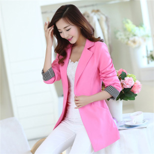 女外套版 修身 小西服条纹袖 新款 口 长袖 小西装 潮中长款 2020春装 韩版