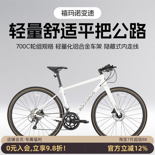 洛克兄弟铝合金平把公路车碟刹