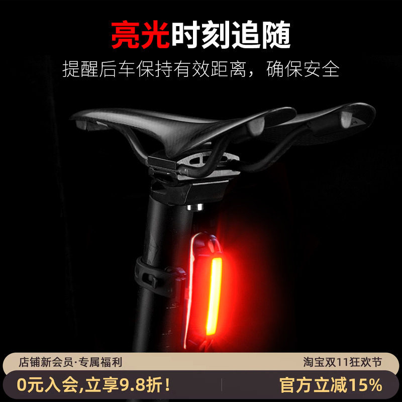 洛克兄弟 新款山地自行车骑行尾灯USB充电警示灯夜骑尾灯装备包邮