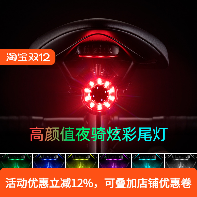 洛克兄弟自行车尾灯USB充电骑行安全夜骑警示公路山地车尾灯配件