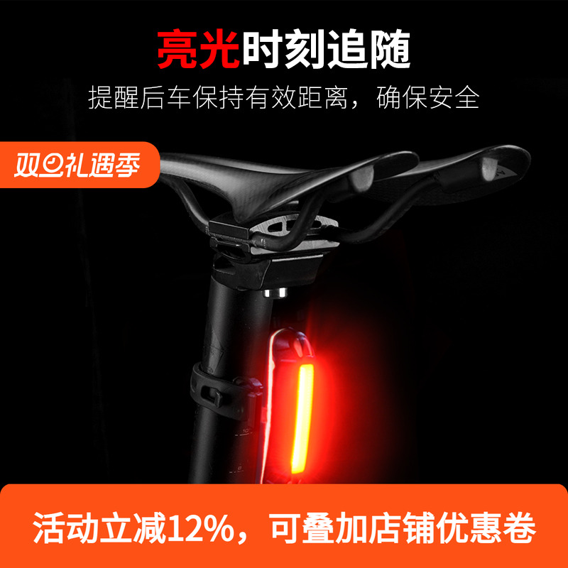 洛克兄弟 新款山地自行车骑行尾灯USB充电警示灯夜骑尾灯装备包邮