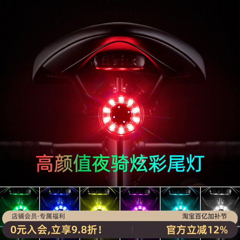 洛克兄弟自行车尾灯USB充电骑行安全夜骑警示公路山地车尾灯配件