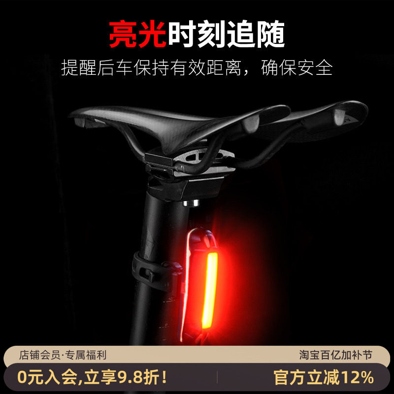 洛克兄弟 新款山地自行车骑行尾灯USB充电警示灯夜骑尾灯装备包邮