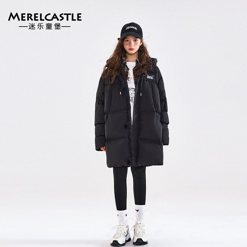 女童羽绒服冬季2025新款初中生加厚冬装女大童中长款白鸭绒外套潮