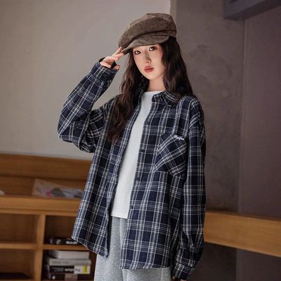 女童衬衫上衣秋装2025新款女大童复古薄款外套初中生长袖衬衣上衣