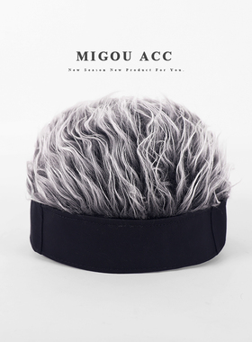 假发帽子抖音网红地主帽潮男女个性嘻哈街舞瓜皮帽脏辫帽街头搞怪