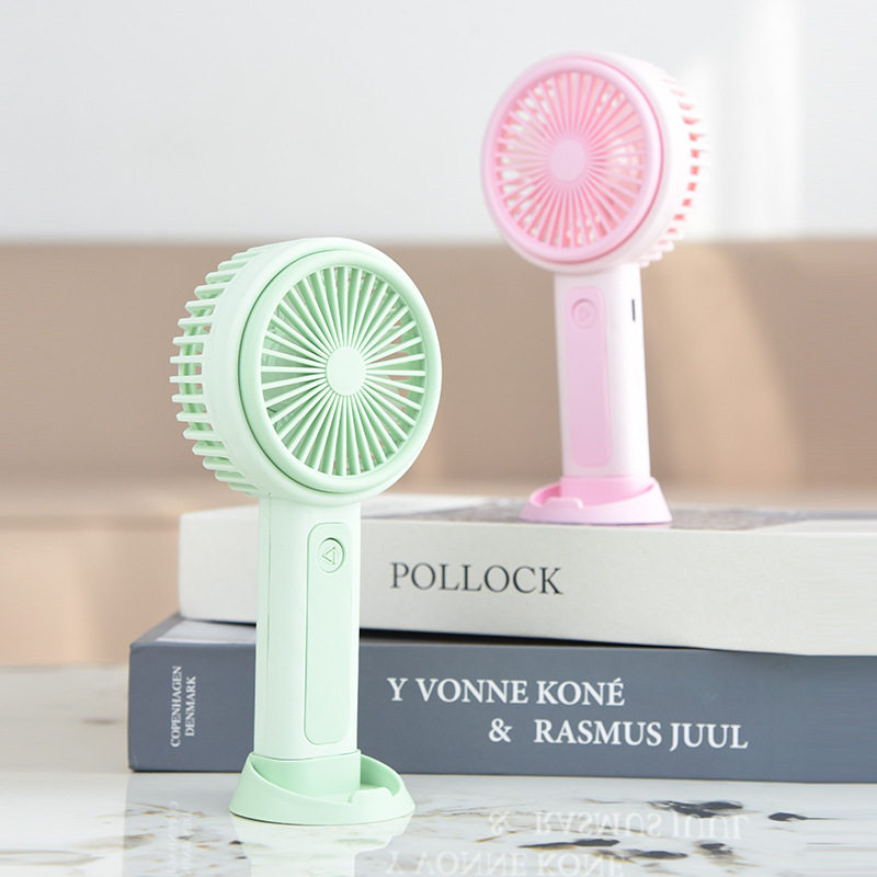 新款简约卡通水果手持小风扇三档大风力充电桌面带底座风扇礼品