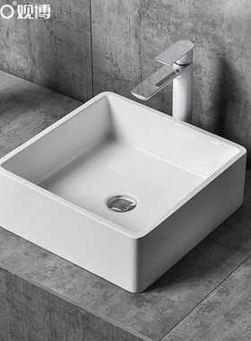 QC观博GABO台上洗手盆家用台盆人造石洗脸盆洗手盆方形面盆10113