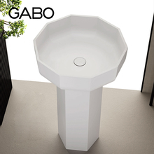 QC 观博GABO 家用落地式立柱盆高分子人造石洗脸盆立式面盆K10229