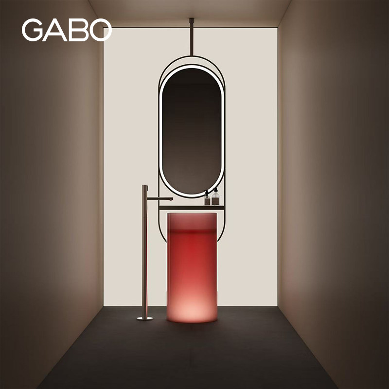 定制 观博GABO透明彩色柱形洗手盆立柱盆酒店落地式洗面盆T10248