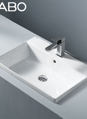 QC观博GABO 陶瓷洗面盆家用洗手盆卫生间半嵌入式台下洗漱盆10407