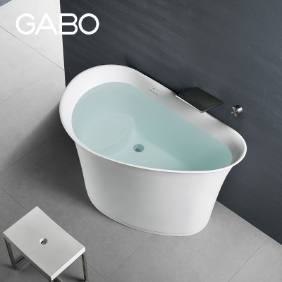 观博GABO 独立式浴缸家用羽质石人造石浴缸酒店民宿浴盆 QZ8604