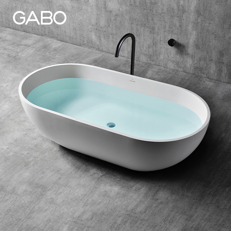 观博GABO 家用高分子人造石浴缸独立式 酒店椭圆形泡澡浴盆 K8633