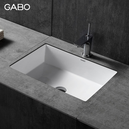 观博GABO 简约陶瓷洗面盆家用台下洗手盆化妆室方形洗脸盆10405
