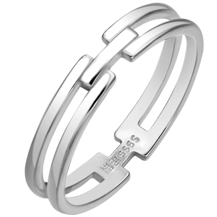 郑银季S999足银戒指几何H情侣对戒闺蜜礼物男女款礼物