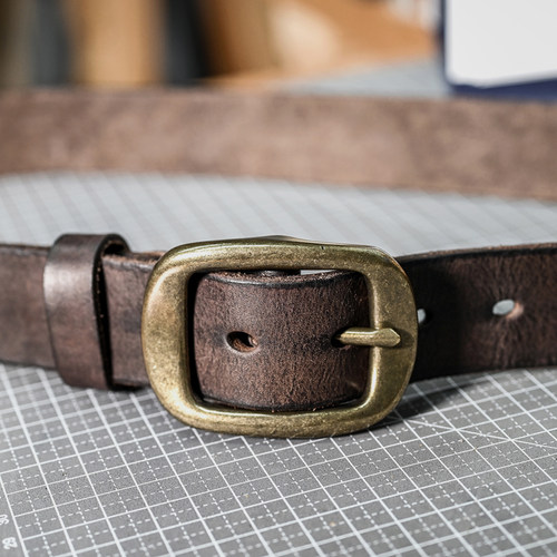 黄铜真皮男士做旧牛皮侵蚀皮腰带