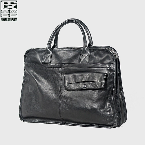 Кожаный портативный ноутбук, сумка через плечо, воловья кожа, из натуральной кожи, бизнес-версия