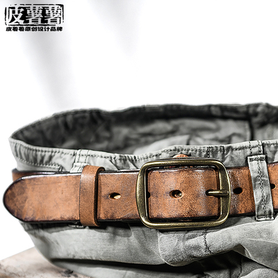 taobao agent Retro belt, leather copper jeans, American style