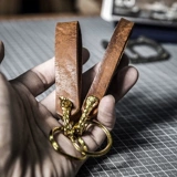 Кожаный ретро брелок ручной работы, DIY, воловья кожа