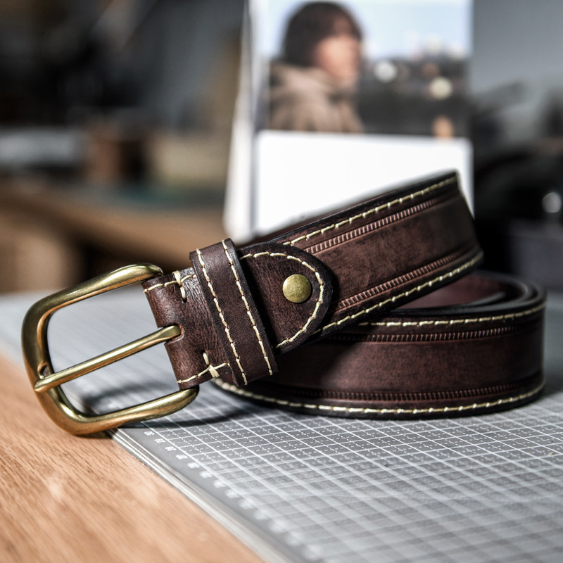 手工皮带男士真皮头层牛皮腰带款