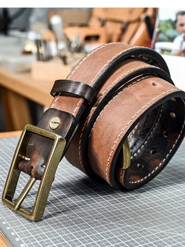 Двусторонний ретро ремень, кожаные джинсы ручной работы, штаны, из натуральной кожи